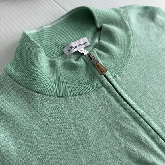 Peter Millar Crown Golf Soft Quarter Zip Mens Size XXL Pima Cotton Silk Green - Picture 1 of 10
